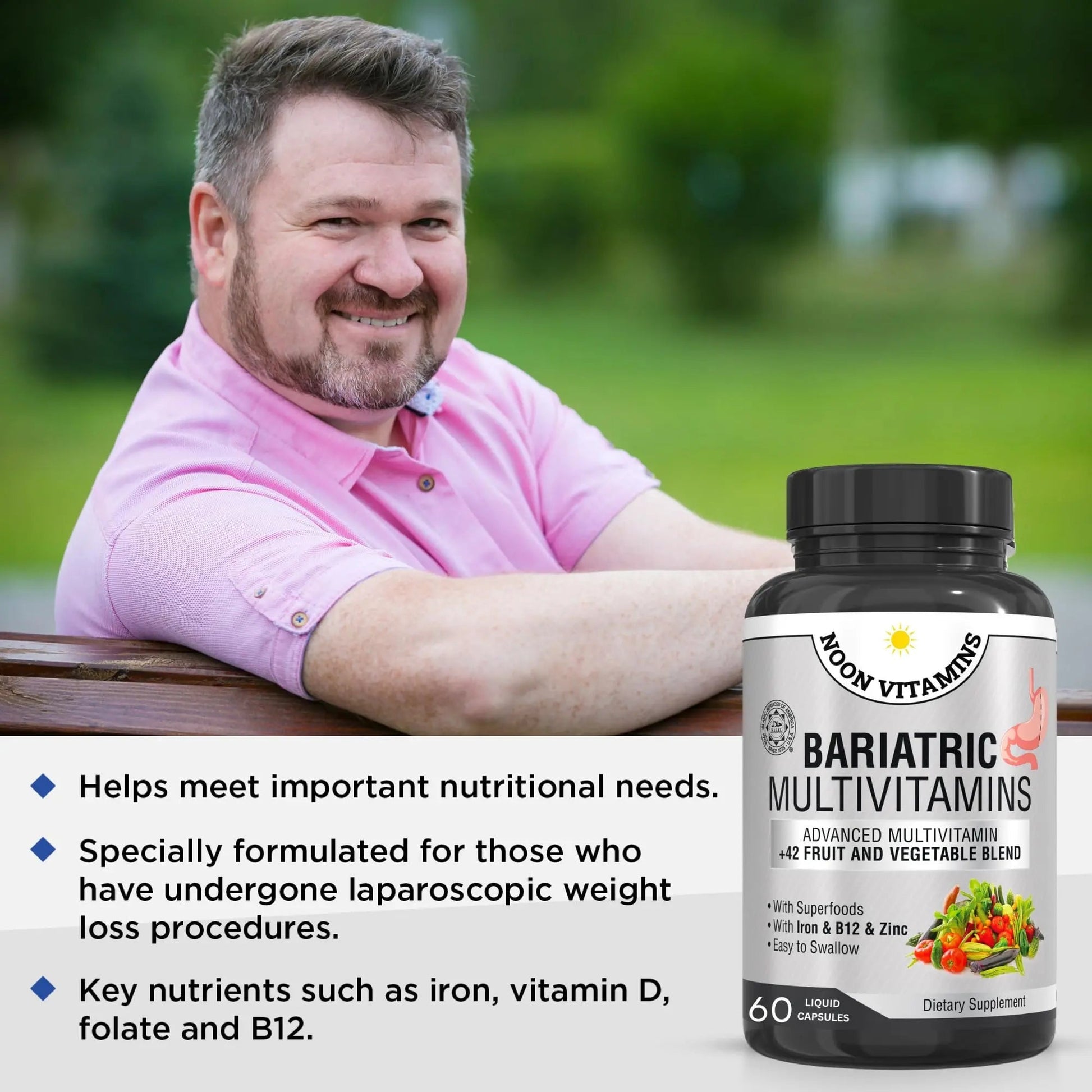 Bariatric Multivitamin with Iron for Women & Men - All-in-One 42 Superfood Blend for Energy & Immune Support - Post-Surgery Recovery NOON VITAMINSBuy Supplements Australia