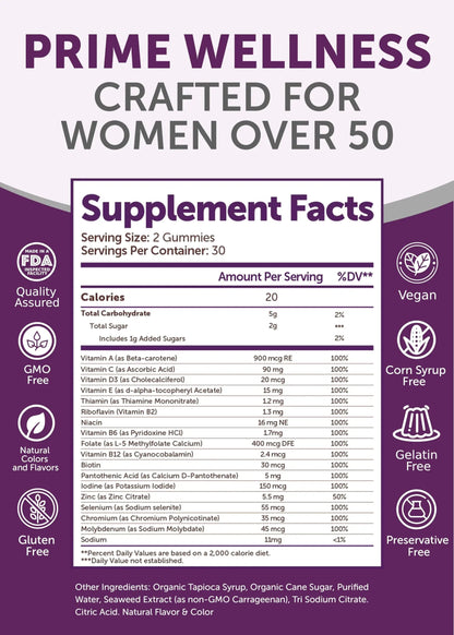 Lunakai USA Made 50 Plus Women's Multivitamin Gummies - Delicious Formula Enhanced with Essential Vitamins LunakaiBuy Supplements Australia
