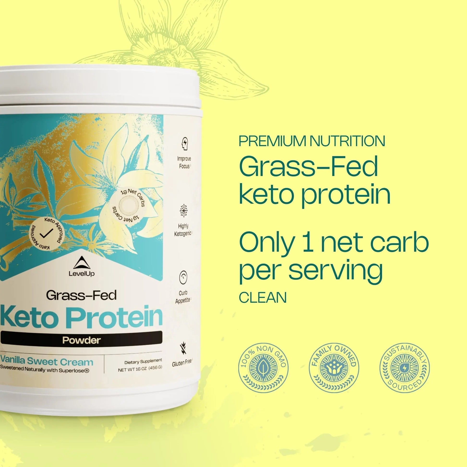 LevelUp Keto Protein, with Collagen Peptides, Energizing MCT, Whey Isolate Protein, Ketogenic Protein Powder Supplement - Vanilla Sweet Cream LevelUpBuy Supplements Australia