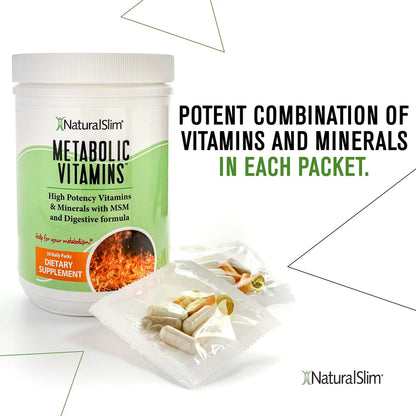 NaturalSlim Metabolic Vitamins - Combination of High Potency Multivitamins, Minerals, B Complex, Msm, & Digestive Formula Supplements NaturalSlim