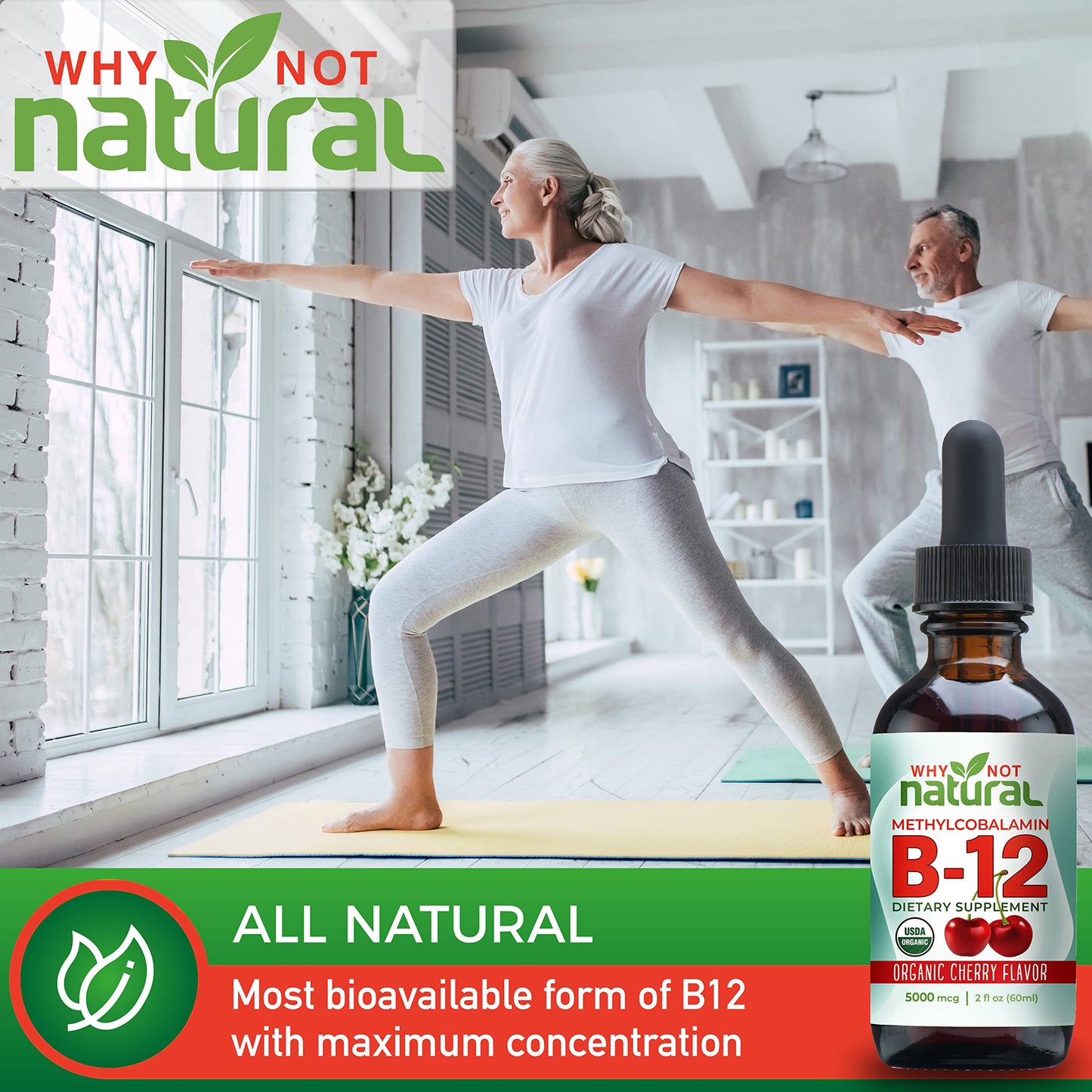Why Not Natural Organic Vitamin B12 Liquid - Sublingual Extra Strength 60 x 5000 mcg Why Not NaturalBuy Supplements Australia