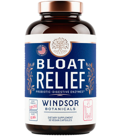 Bloat Relief Probiotic and Digestive Enzymes - Anti Bloating Turmeric, Fennel, Bromelain IBS WINDSOR BOTANICALSBuy Supplements Australia