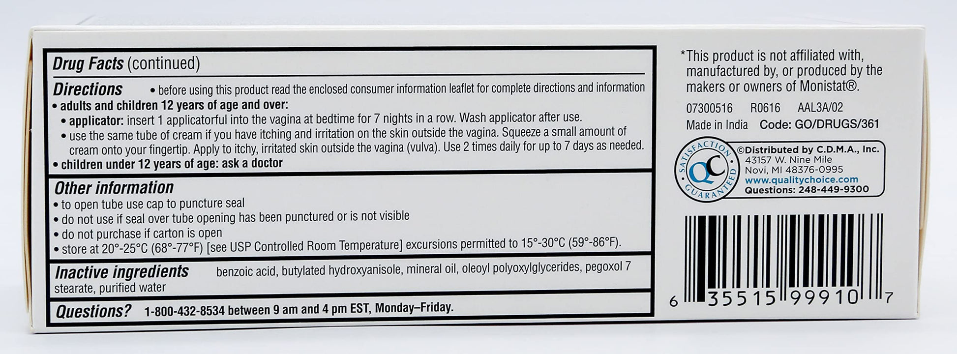 Quality Choice Miconazole Nitrate 2% 7 Day Vaginal Antifungal Cream, 1.59 Ounces (45g) Quality ChoiceBuy Supplements Australia