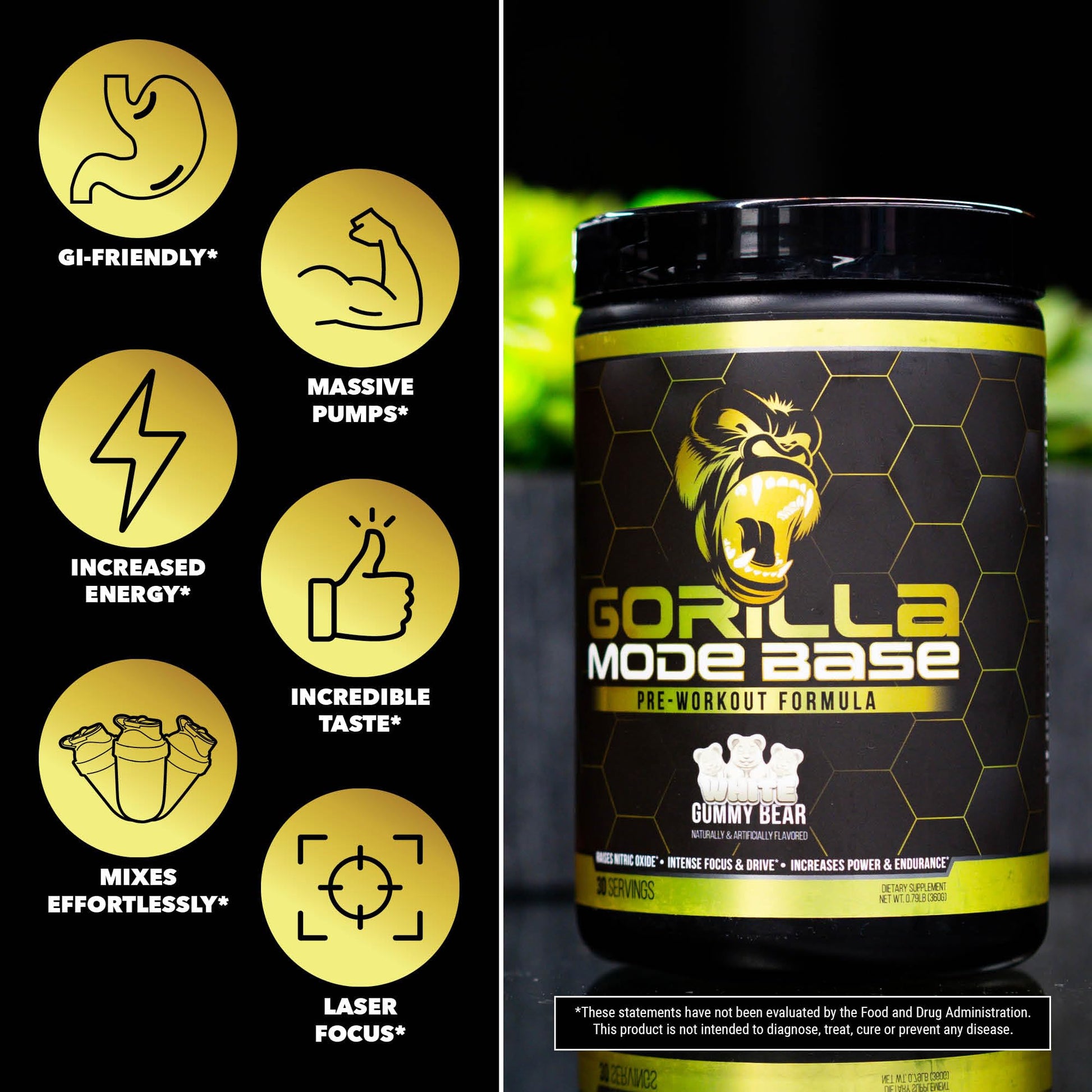 Gorilla Mode Base Pre Workout - Raises Nitric Oxide · Intense Focus & Drive · Endurance Gorilla MindBuy Supplements Australia