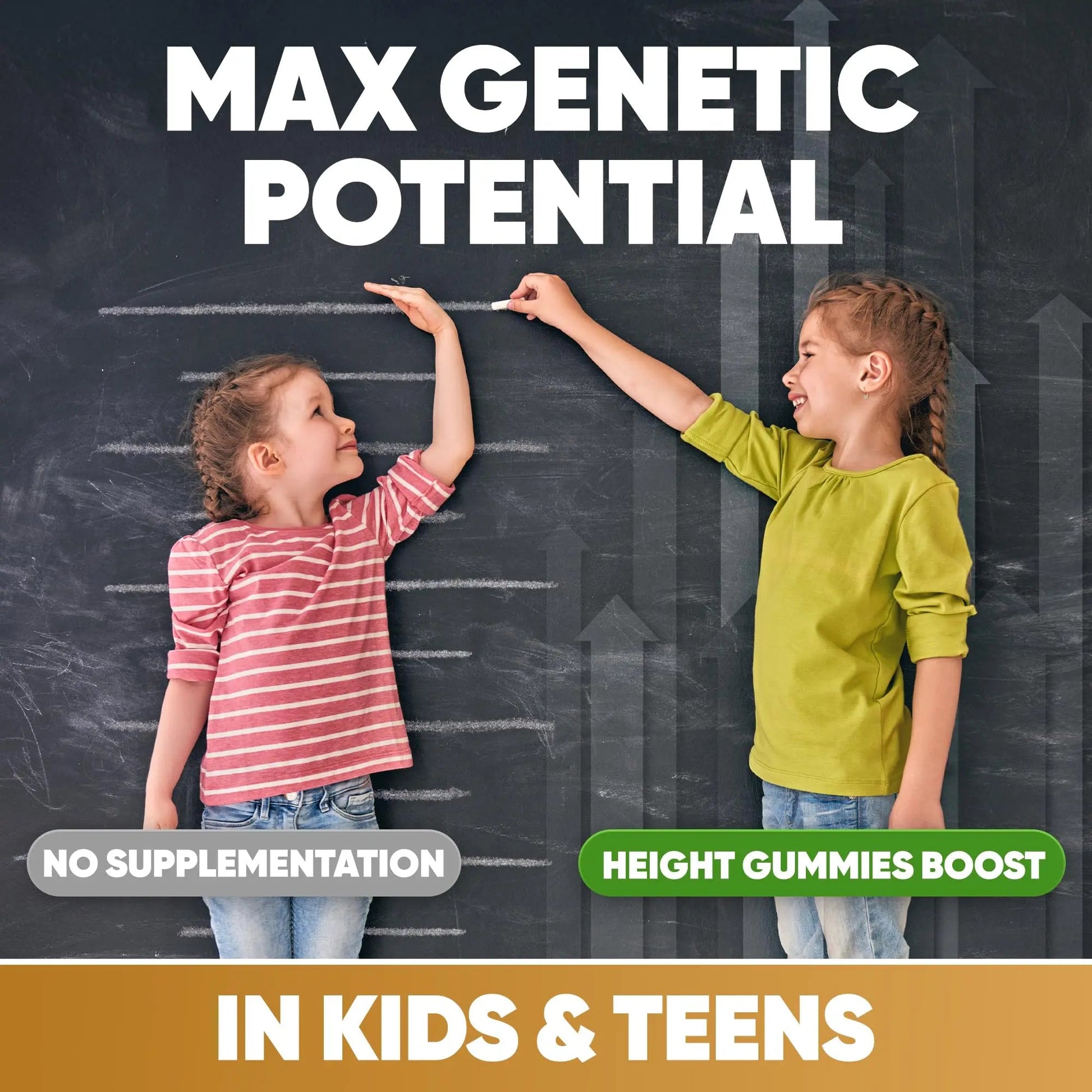 Height Growth Increase Vitamin Gummies, Calcium 100mg, Magnesium Glycinate 30mg, Zinc, Ashwagandha, Vitamin K2 D3 25mg Grow Tall Maximizer Supplement HighSpot