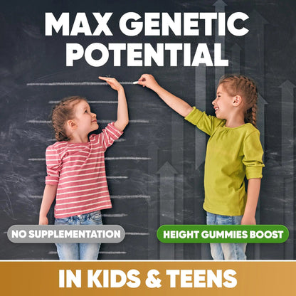 Height Growth Increase Vitamin Gummies, Calcium 100mg, Magnesium Glycinate 30mg, Zinc, Ashwagandha, Vitamin K2 D3 25mg Grow Tall Maximizer Supplement HighSpot