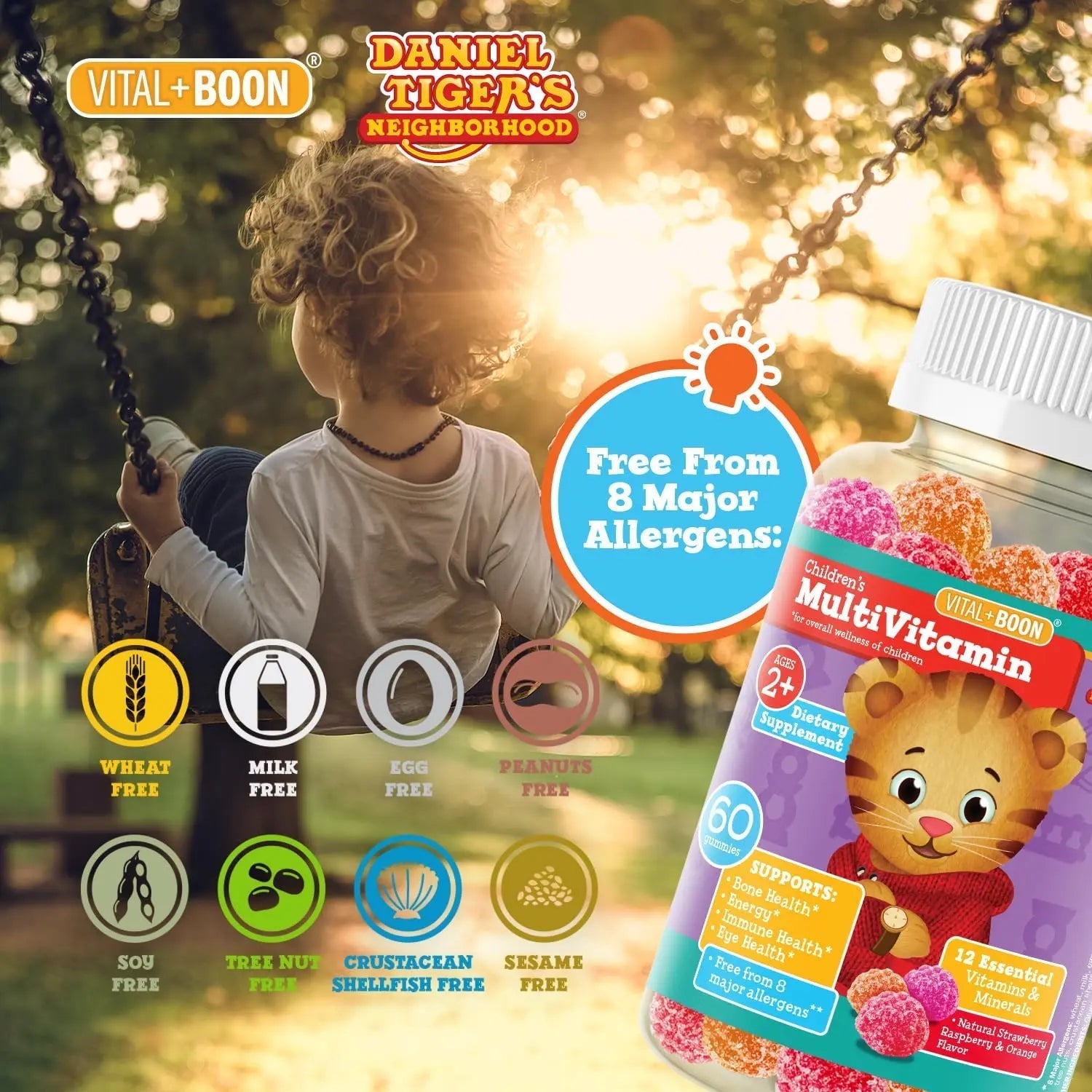 Daniel Tiger - Kids Multivitamin Gummies (60 Gummy Bottle) Toddler 2+ & Kids Vitamins - 12 Essential Vitamins & Minerals to Support Bone Health, Energy Vital+BoonBuy Supplements Australia