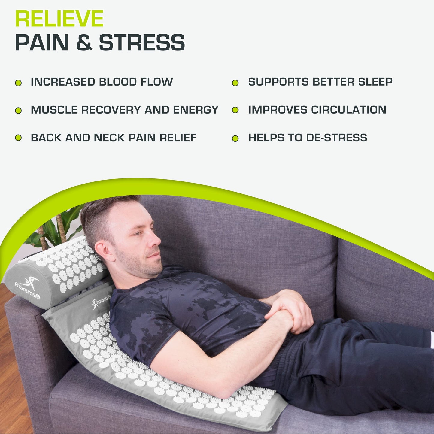 ProsourceFit Acupressure Mat and Pillow Set for Back/Neck Pain Relief and Muscle Relaxation ProsourceFitBuy Supplements Australia