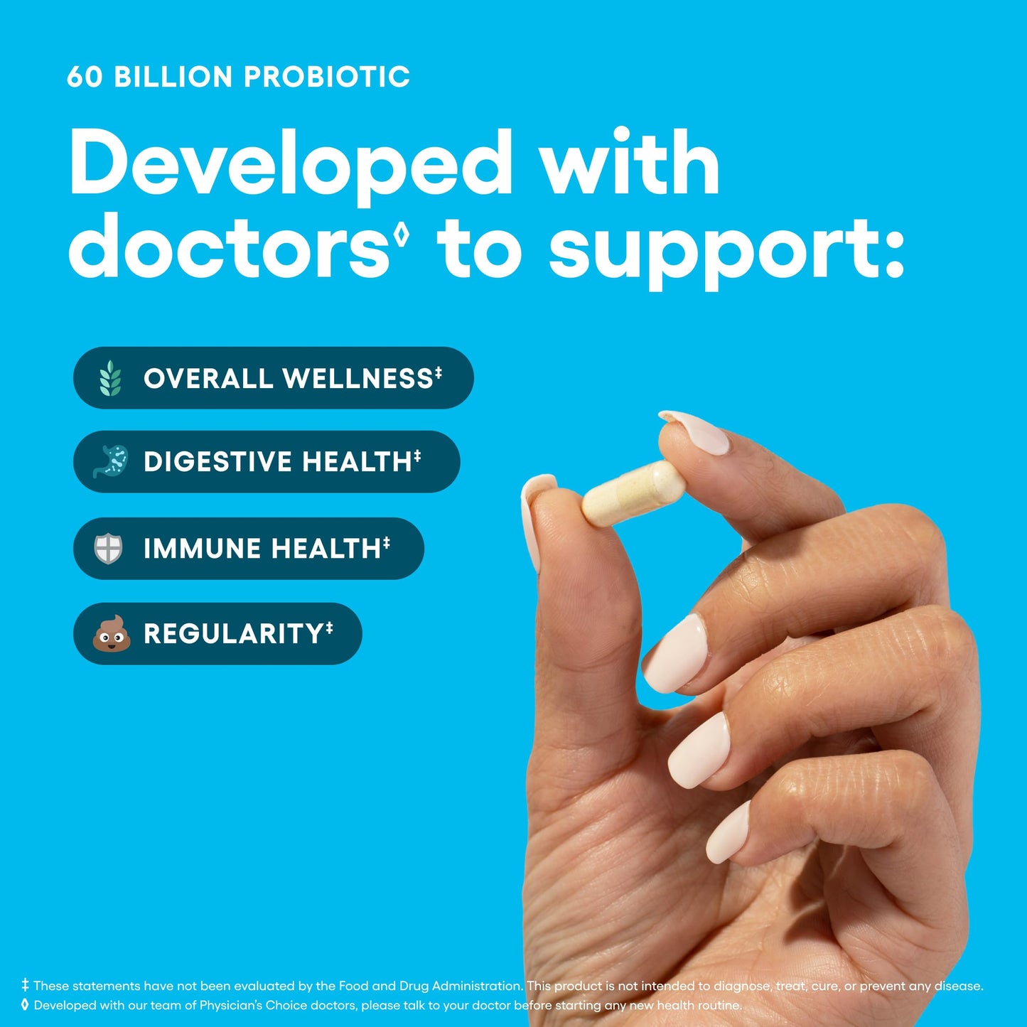 Physician's CHOICE Probiotics 60 Billion CFU - 10 Strains + Organic Prebiotics - Immune, Digestive & Gut Health - Supports Occasional Constipation