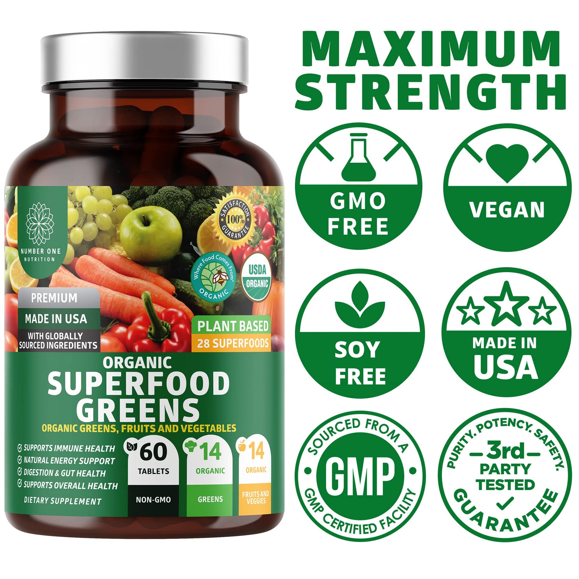 N1N Premium Organic Superfood Greens [28 Powerful Ingredients] Natural Fruit and Veggie Number One NutritionBuy Supplements Australia