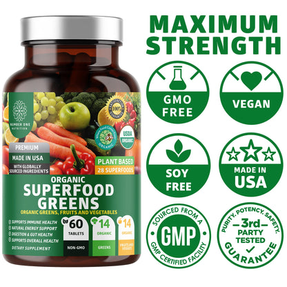 N1N Premium Organic Superfood Greens [28 Powerful Ingredients] Natural Fruit and Veggie Number One NutritionBuy Supplements Australia
