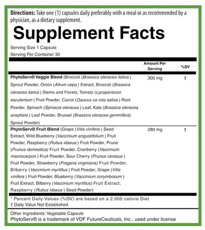 PURE® Greens & Reds Capsules - 30 Servings - 9 Daily Servings of Fruits & Vegetables in 1 Capsule - PhytoServ® Superfood Blend with Broccoli, Kale & Berries - Plant-Based Phytonutrient Shield PUREBuy Supplements Australia