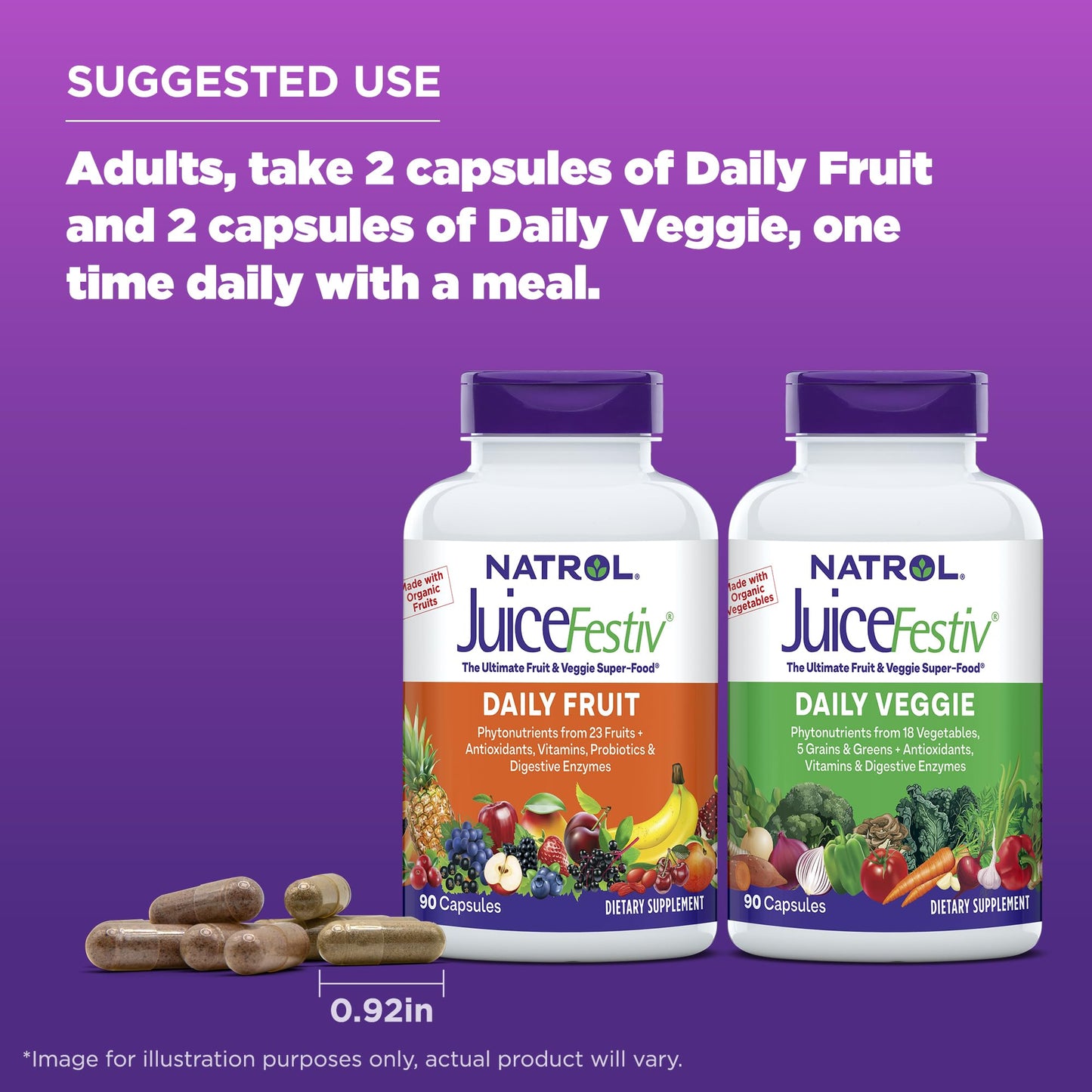Natrol JuiceFestiv, Vitamins and Supplements for Nutrition & Well-Being, Antioxidants for Cellular Health, 90 Capsules