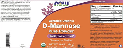 NOW Foods Pure, Organic D-Mannose 10 oz Powder (Pack of 2) - Bladder Cleanse and Urinary Tract Health Supplement - Non-GMO - Vegan Friendly - 2000mg / 2 Grams per Serving NOW FoodsBuy Supplements Australia