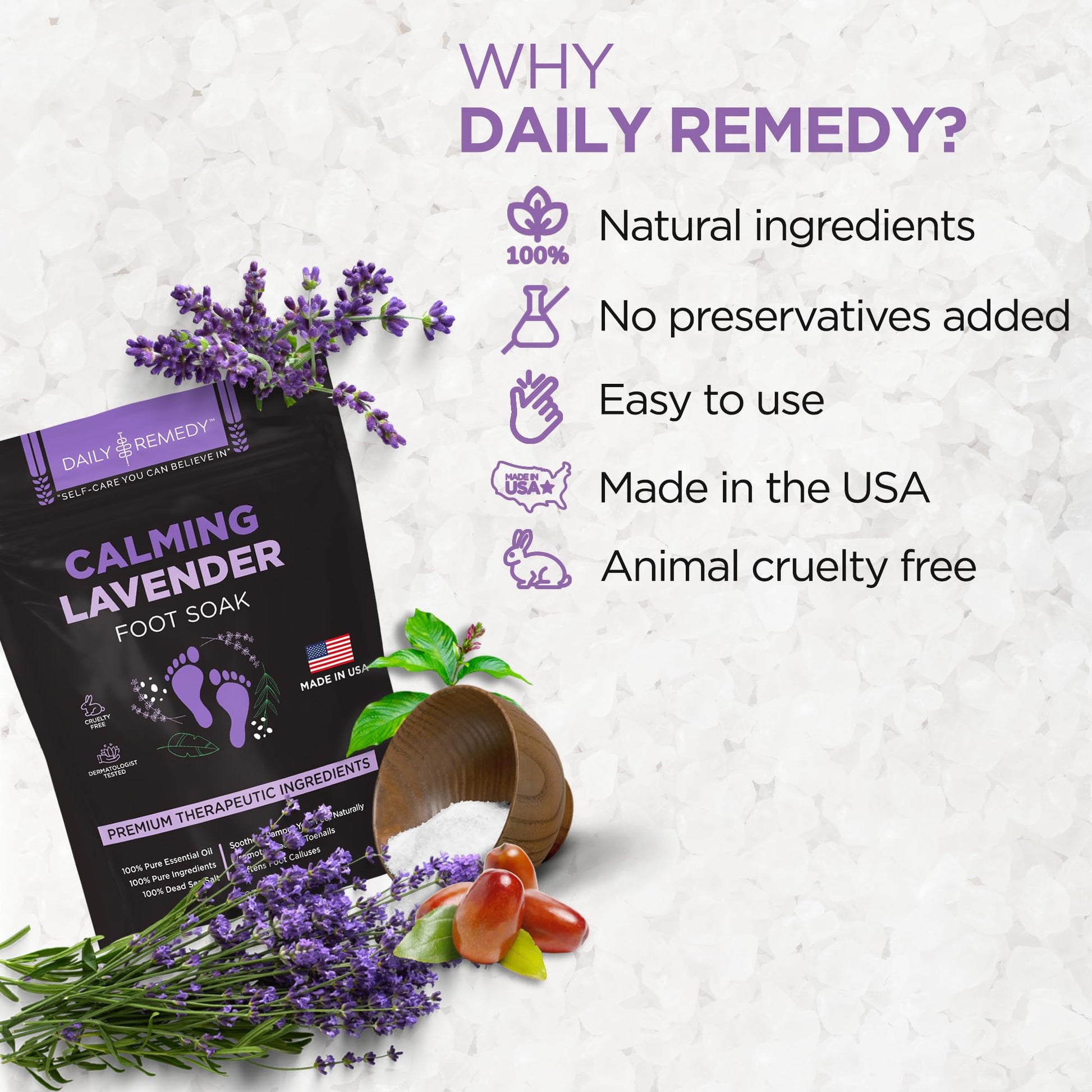 Calming Lavender Foot Soak with Epsom Salt, Made in USA, Foot Soak Soothes Sore Tired DAILY REMEDYBuy Supplements Australia