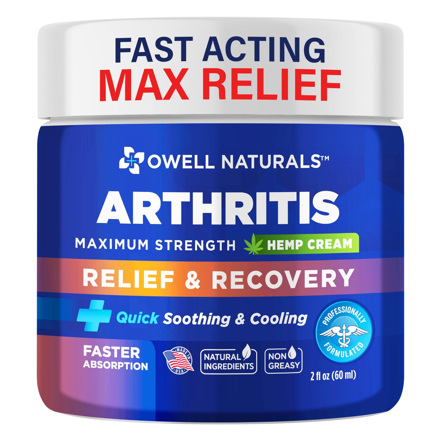 Owell Naturals Joint & Muscle Cream, Deep Penetrating, Maximum Strength Relief & Recovery for Joint & Muscles, Back, Knee, Legs, Hands, 2 Fl Oz Owell NaturalsBuy Supplements Australia