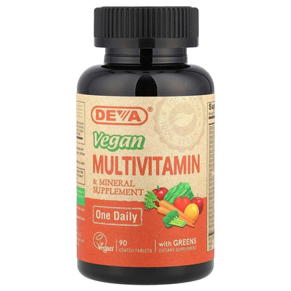 DEVA Tiny Tablets Vegan Multivitamins for Women & Men, Multivitamin with Iron, Mineral Supplement, Vitamin C, Vitamin B Complex DEVA