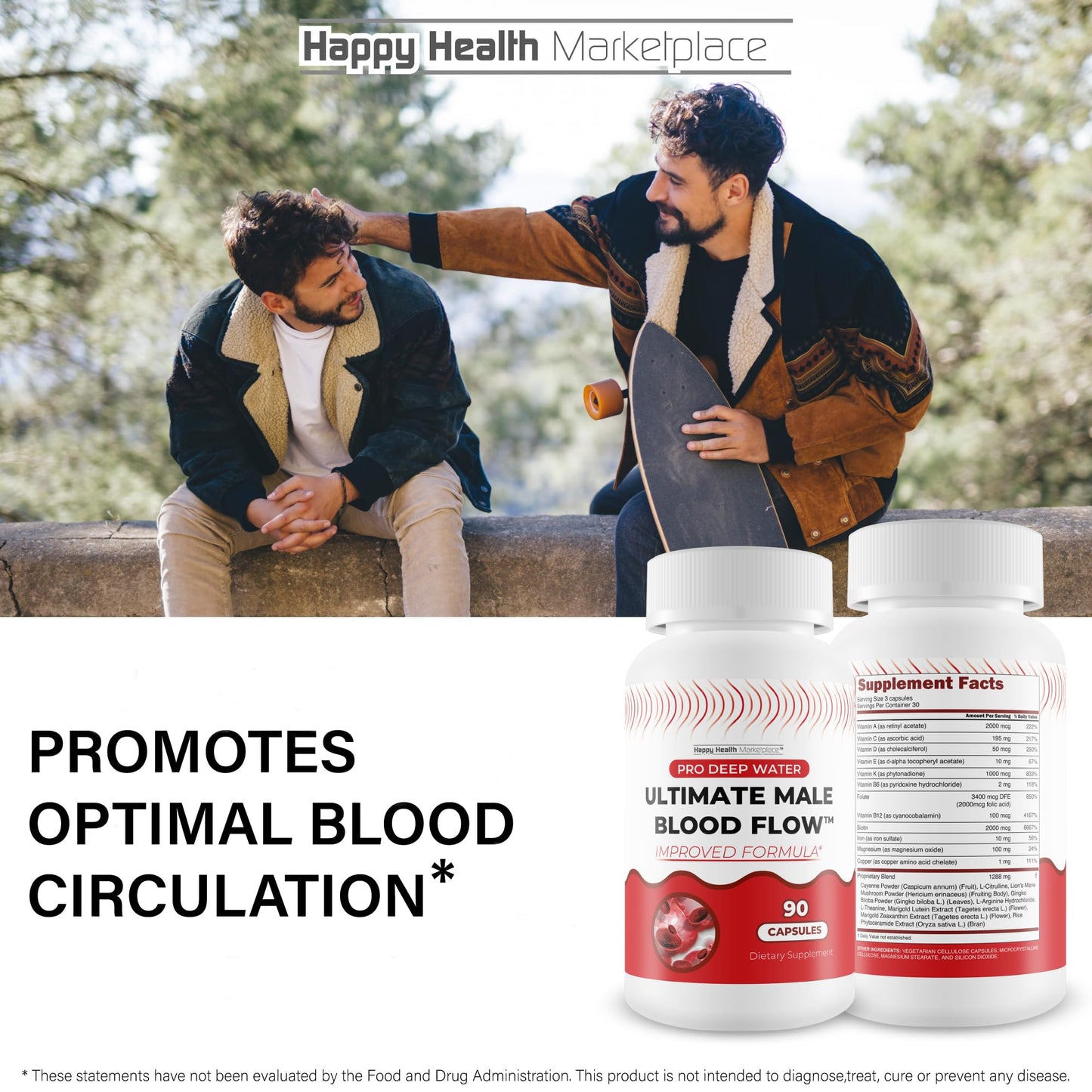 Pro Deep Water Ultimate Male Blood Flow - Improved Formula - Our Best Improved Blood Flow Supplement for Men - Advanced Blood Flow Support for Men - Our Best Circulation Supplement Alpha Boost Pills Happy Health MarketplaceBuy Supplements Australia
