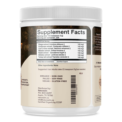 Naturealm Sacred 7 Mushroom Extract Powder - USDA Organic - Lion's Mane, Reishi NaturealmBuy Supplements Australia