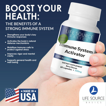 Life Source Basics Immune System Support Activator - High Purity Beta 1,3/1,6 Glucan - Immunity and Vitamin Supplement Non-GMO & Vegan Friendly for Men & Women, Gluten-Free 500 mg - 60 Capsules L LIFE SOURCE BASICSBuy Supplements Australia