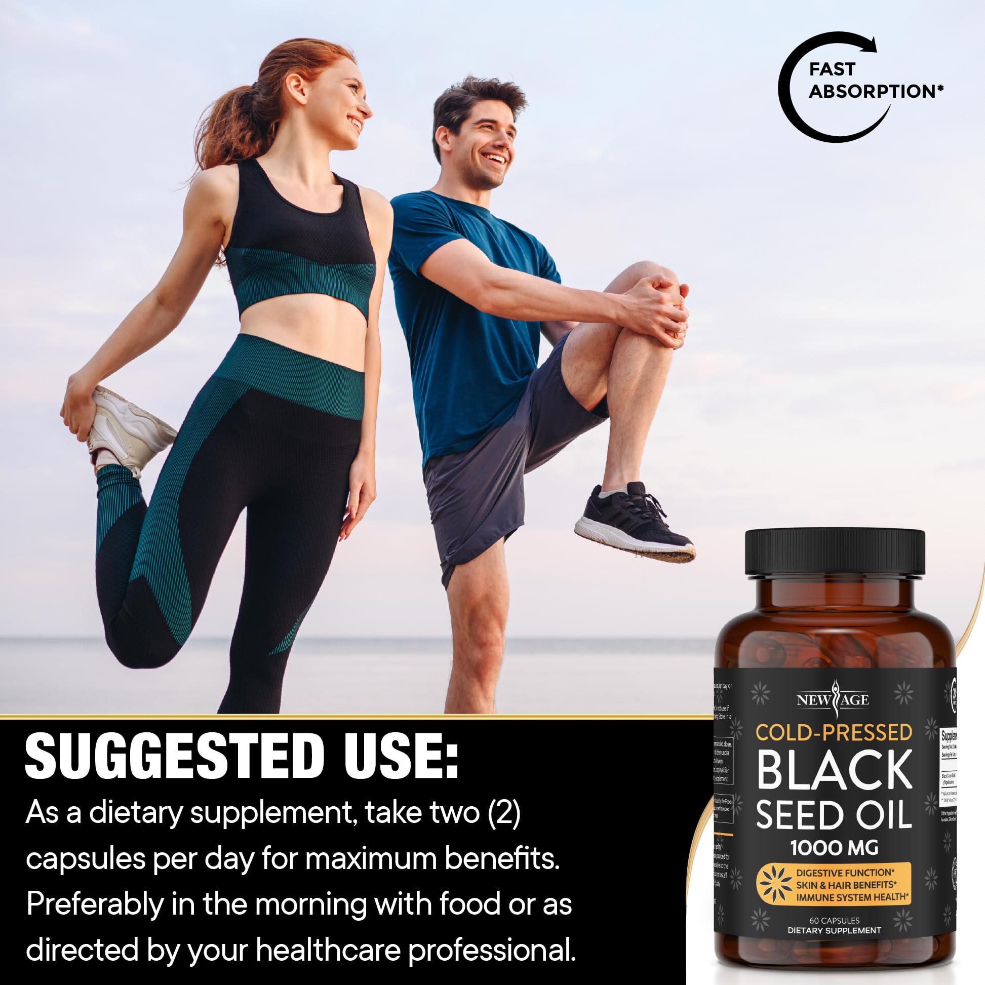 Black Seed Oil Softgel Capsules - Premium Cold-Pressed Nigella Sativa Producing Pure NEW AGEBuy Supplements Australia