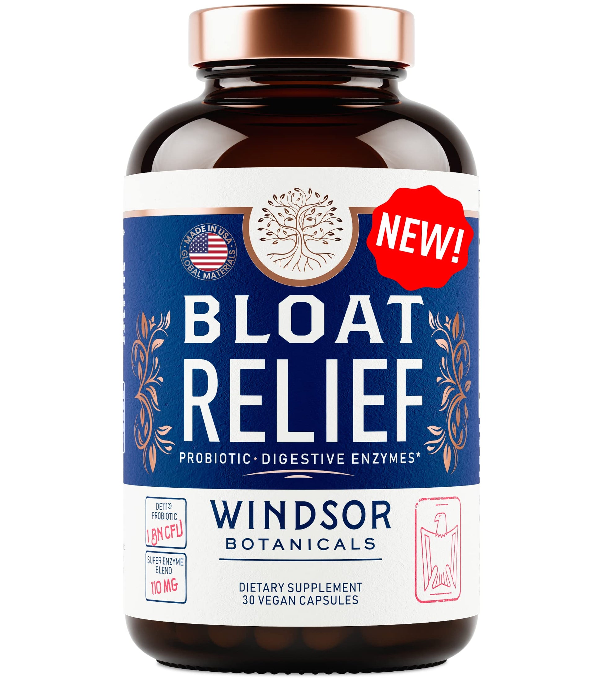Bloat Relief Probiotic and Digestive Enzymes - Anti Bloating Turmeric, Fennel, Bromelain IBS WINDSOR BOTANICALSBuy Supplements Australia