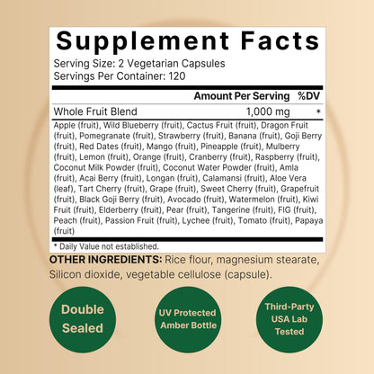 Fruit and Veggies Supplement – 480 Total Vegetarian Capsules | Balance of Natural 40 Whole Fruits & Veggies Blend | Fresh Superfood Formula with Vitamins and Minerals – Non-GMO NatureBellBuy Supplements Australia