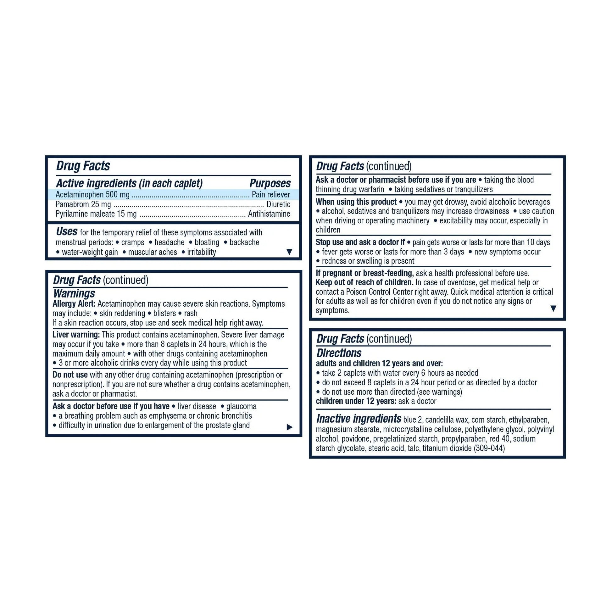 Pamprin Multi-Symptom Formula, with Acetaminophen, Menstrual Period Symptoms Relief, 20 Caplets (Pack of 3) PamprinBuy Supplements Australia