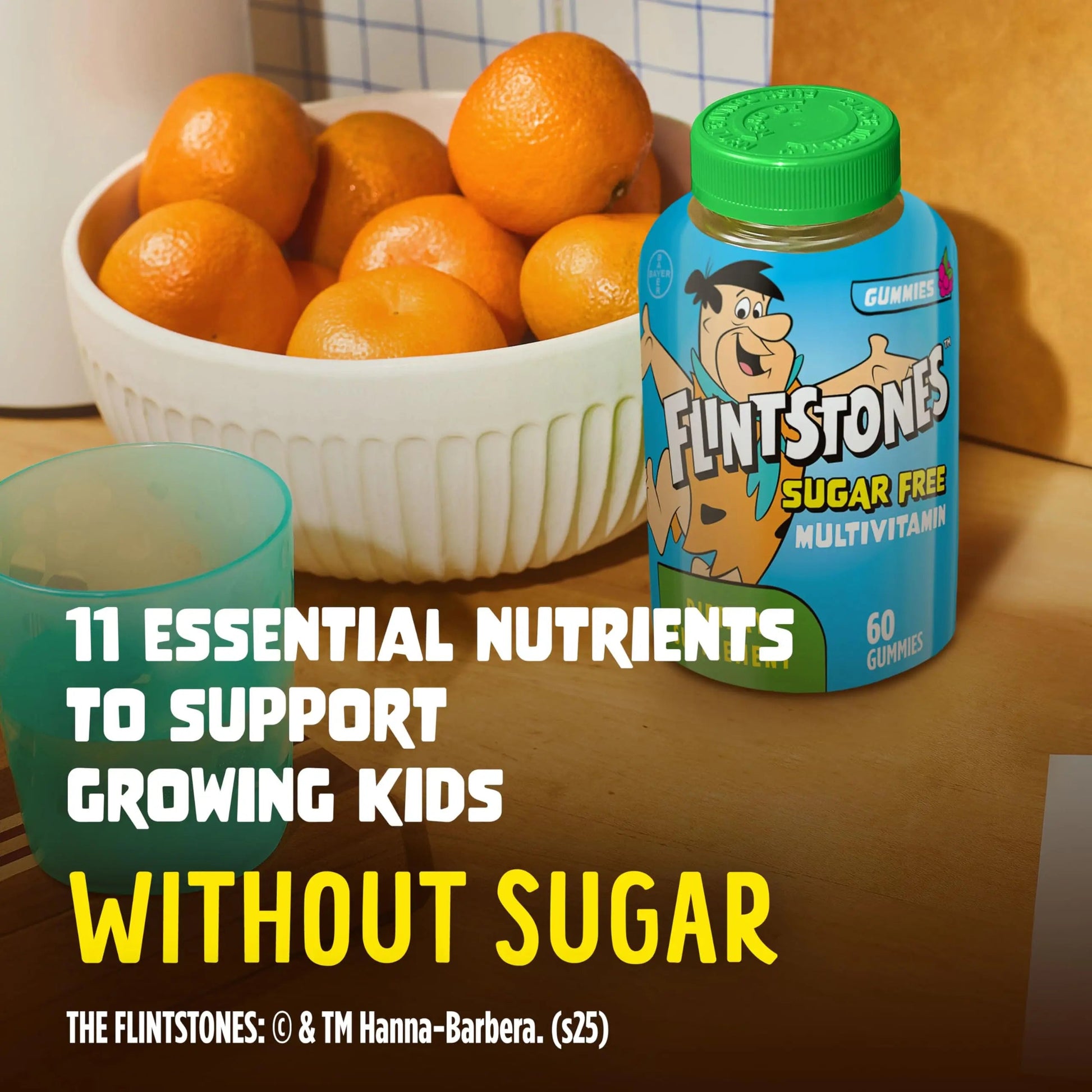 Flintstones Multivitamins for Kids, Sugar Free Kids Multivitamin Gummies, with Vitamins A, C, E, B6 & B12, Raspberry Flavored Gummy Vitamins, 60 Count Flintstones Vitamins