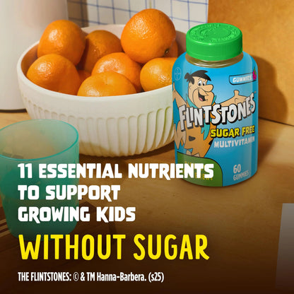 Flintstones Multivitamins for Kids, Sugar Free Kids Multivitamin Gummies, with Vitamins A, C, E, B6 & B12, Raspberry Flavored Gummy Vitamins, 60 Count Flintstones Vitamins