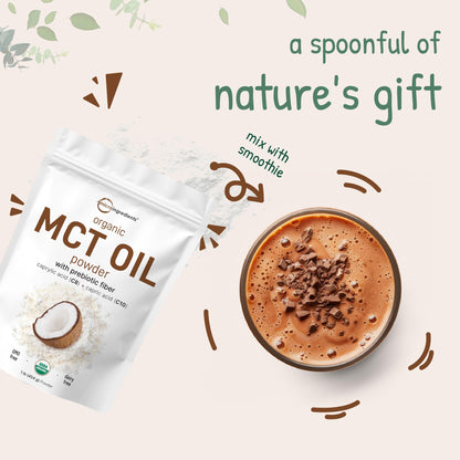 Organic MCT Oil Powder with Prebiotic Fiber,1 Pound(16 Ounce), Fast Fuel for Body and Brain Micro IngredientsBuy Supplements Australia