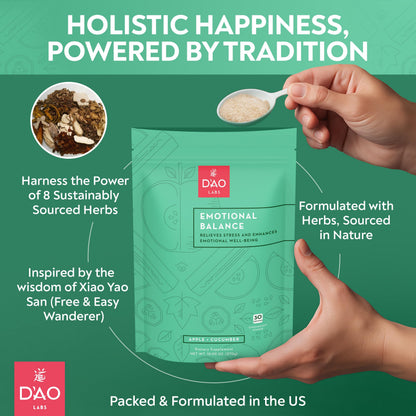 D'AO Labs Emotional Balance - Emotional Balance Powder - Calm & Stress Relief - Effervescent Powder with Apple-Cucumber Flavor - Xiao Yao San Traditional Chinese Herbal - 30 Individual Servings DAO LabsBuy Supplements Australia