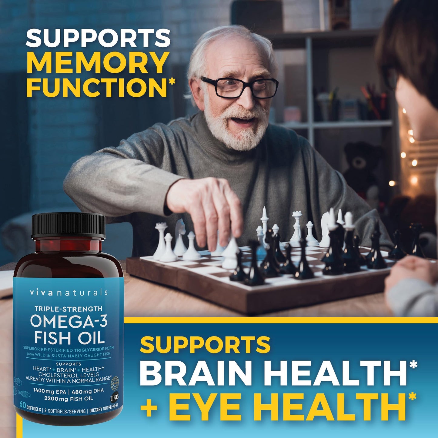 Viva Naturals Triple Strength Omega 3 Fish Oil Supplement - 2200 mg Wild Caught Viva NaturalsBuy Supplements Australia