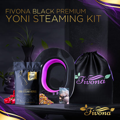 Fivona 3-in-1 Yoni Steam Kit Black - Foldable Over The Toilet Steamer Seat with Herbal Blend and Storage FIVONABuy Supplements Australia
