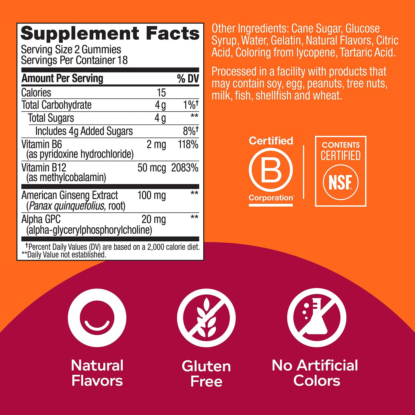 OLLY Laser Focus Gummy, Ginseng, Alpha GPC, B Vitamins, Berry Tangerine Flavor OLLYBuy Supplements Australia