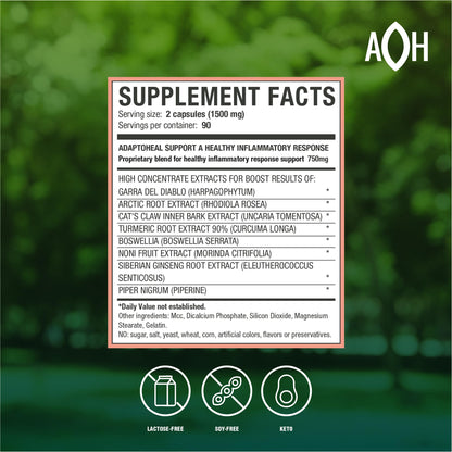 ADAPTOHEAL Inflammoff - Adaptogenic Supplement Designed to Support Joint, Muscle and Tissue Inflammation Naturally, 8 Highly Concentrated extracts with Turmeric and Rhodiola rosea (90 Capsules) ADAPTOHEALBuy Supplements Australia