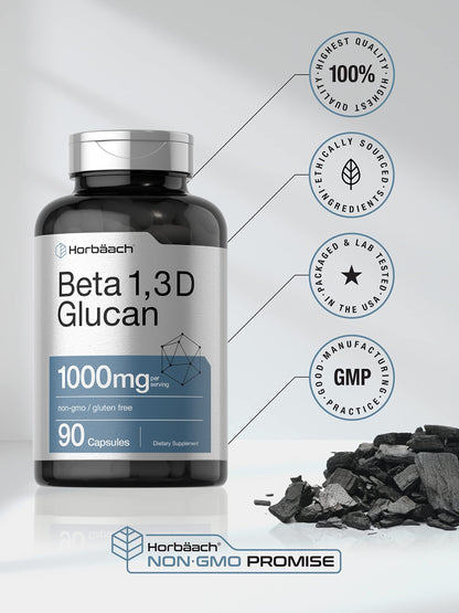 Beta Glucan 1 3D 1000 mg | 90 Capsules | Beta 1,3, 1,6 D Glucan | Non-GMO, Gluten Free HorbäachBuy Supplements Australia