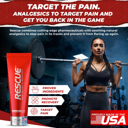 RESCUE PAIN RELIEF & RECOVERY Cream - All-in-One Solution for Back, Neck, Knee, Hand, Foot, and Shoulder Pain - Combines Power of Key Ingredients from Leading Pain Relief CreamProducts - 4 Ounces RESCUE PAIN RELIEF & RECOVERYBuy Supplements Australia