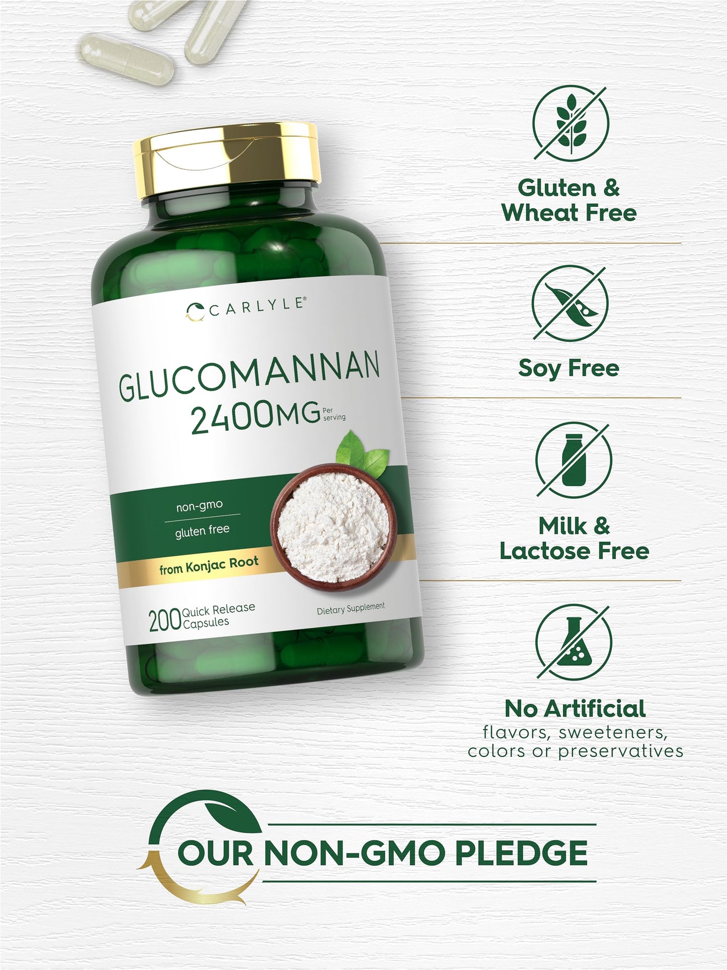Carlyle Glucomannan Capsules | 200 Count | Soluble Fiber Pills | Non-GMO CarlyleBuy Supplements Australia