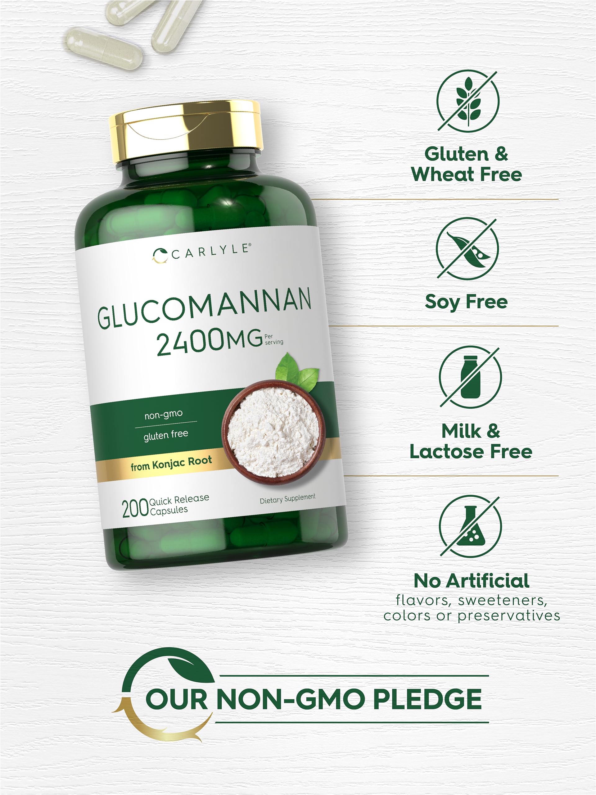 Carlyle Glucomannan Capsules | 200 Count | Soluble Fiber Pills | Non-GMO CarlyleBuy Supplements Australia