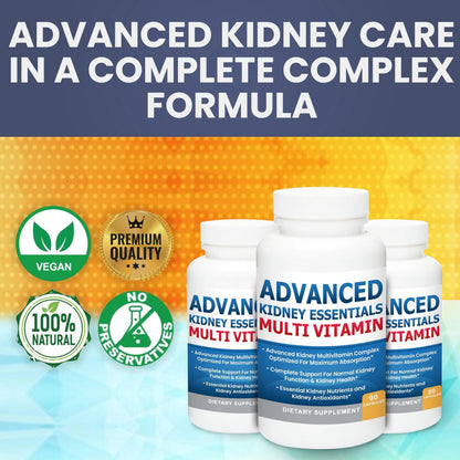 Advanced Kidney Essentials Multivitamin. Kidney Support Supplement for Complete Kidney Health. Kidney Health Supplement Kidney Restore