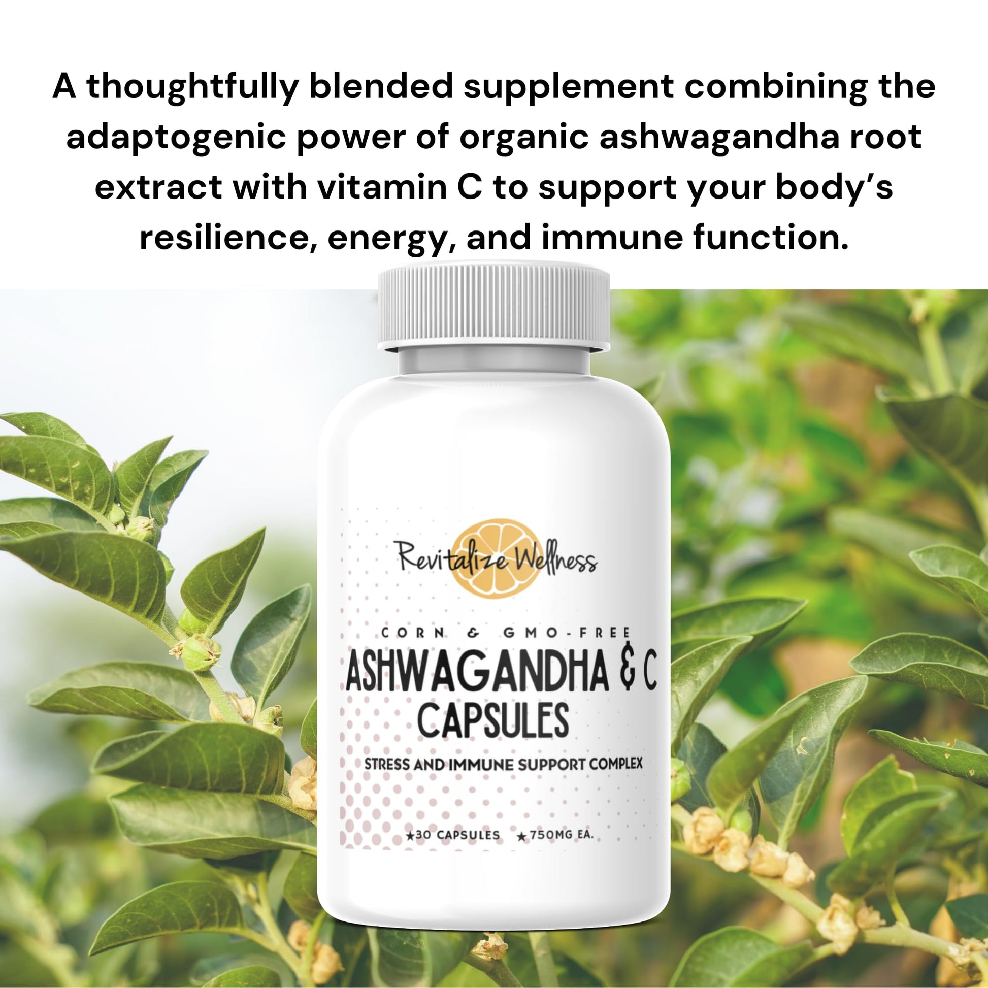 Revitalize Wellness Ashwagandha + Vitamin C Capsules | Stress and Immune Support Complex | with 550 mg Ashwagandha and 200 mg Vitamin C per Serving | 30 Servings Revitalize WellnessBuy Supplements Australia