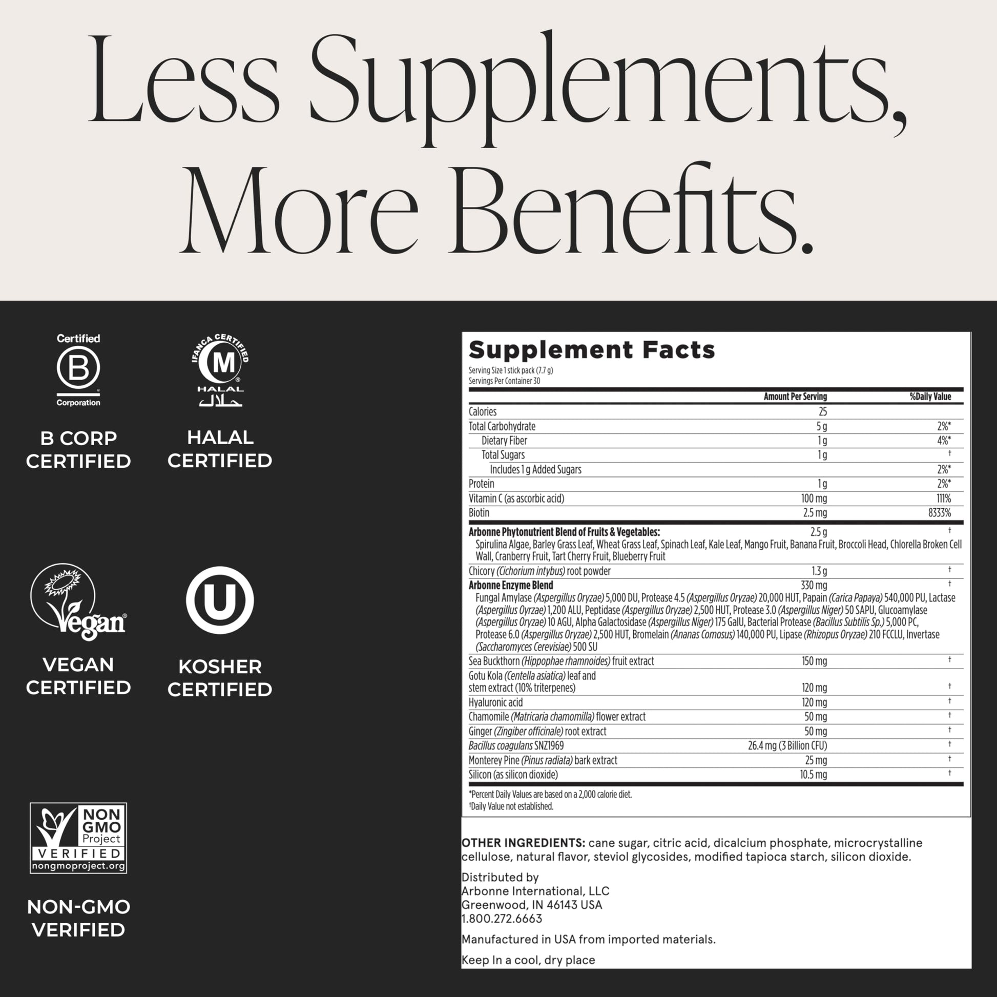 Arbonne GreenSynergy Elixir – Citrus-Flavored Greens Powder with 13 Digestive Enzymes, Vegan Collagen Builder, Probiotics, and Prebiotics – Supports Gut Health and Digestion – 30 Stick Packs ArbonneBuy Supplements Australia