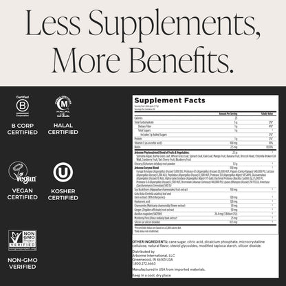 Arbonne GreenSynergy Elixir – Citrus-Flavored Greens Powder with 13 Digestive Enzymes, Vegan Collagen Builder, Probiotics, and Prebiotics – Supports Gut Health and Digestion – 30 Stick Packs ArbonneBuy Supplements Australia