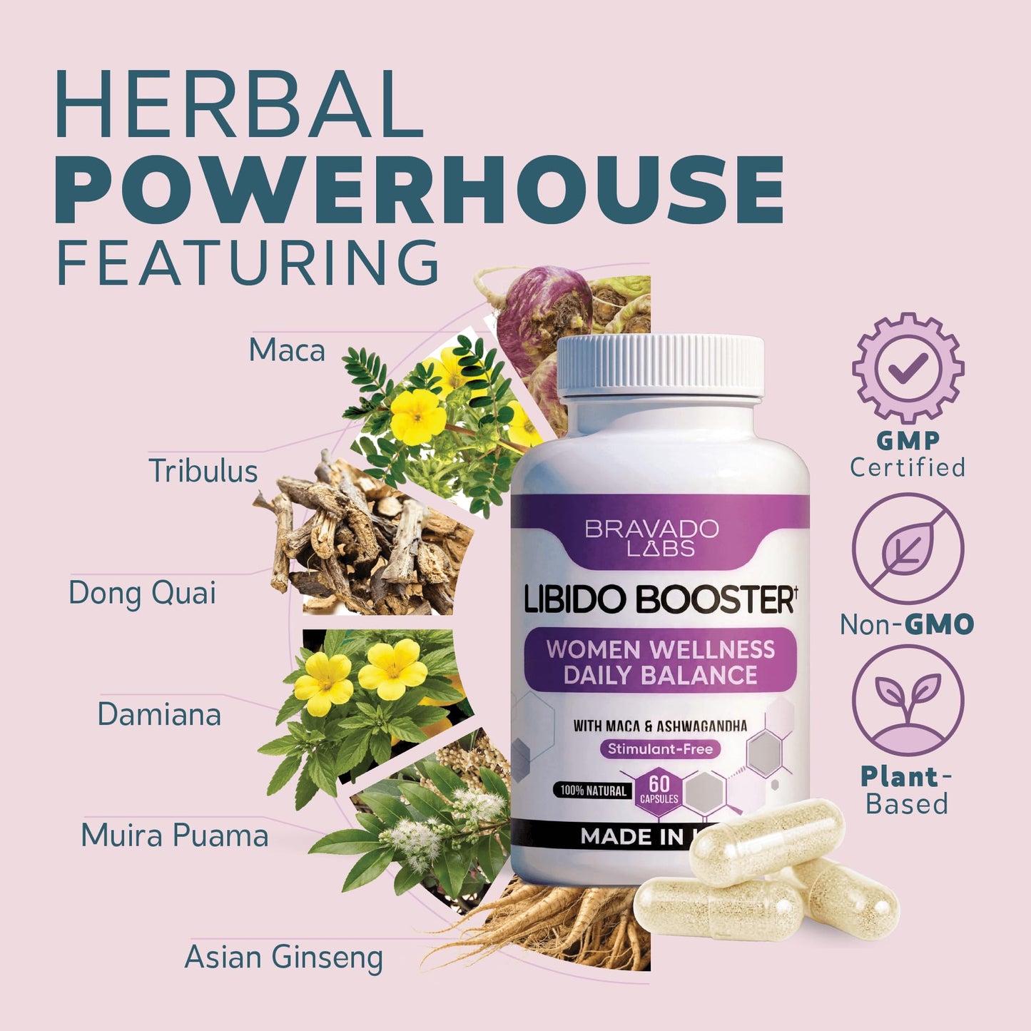 Female Libido Booster for Women – Advanced Women’s Intimacy & Confidence Support – Plant-Based Herbal Blend with Maca, Ginseng & L-Arginine – Made in USA – 60 Capsules Bravado LabsBuy Supplements Australia
