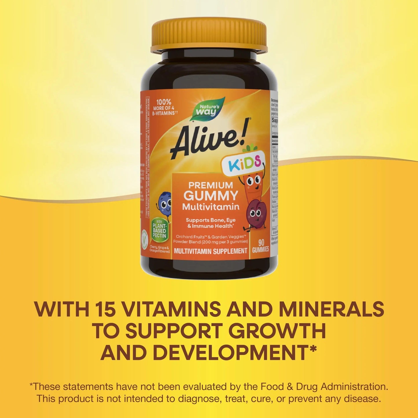 Nature's Way Alive! Children's Premium Gummy Multivitamin, Gluten Free, Made with Pectin, 90 Gummies Nature's Way