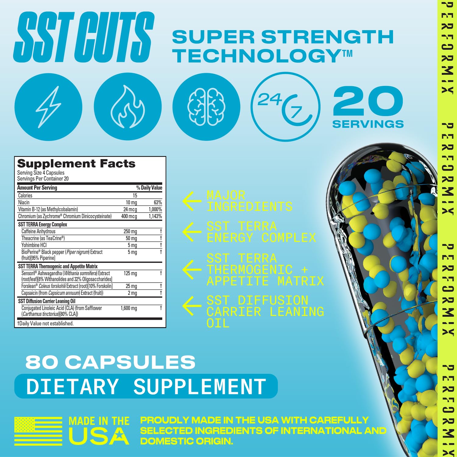 PERFORMIX - SST Cuts - Thermogenic with CLA - Energy, Focus & Mood