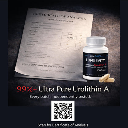 CzeNano Longevity – Ultra-Pure Urolithin A Supplement 1000 mg | Mitochondrial Support, Cellular Energy & Muscle Strength | Third-Party Tested COA | 60 Vegan Capsules CzeNanoBuy Supplements Australia