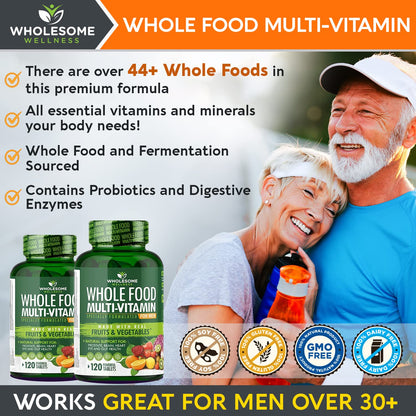 Whole Food Multivitamin for Men - Natural Multi Vitamins, Minerals, Organic Extracts Wholesome WellnessBuy Supplements Australia