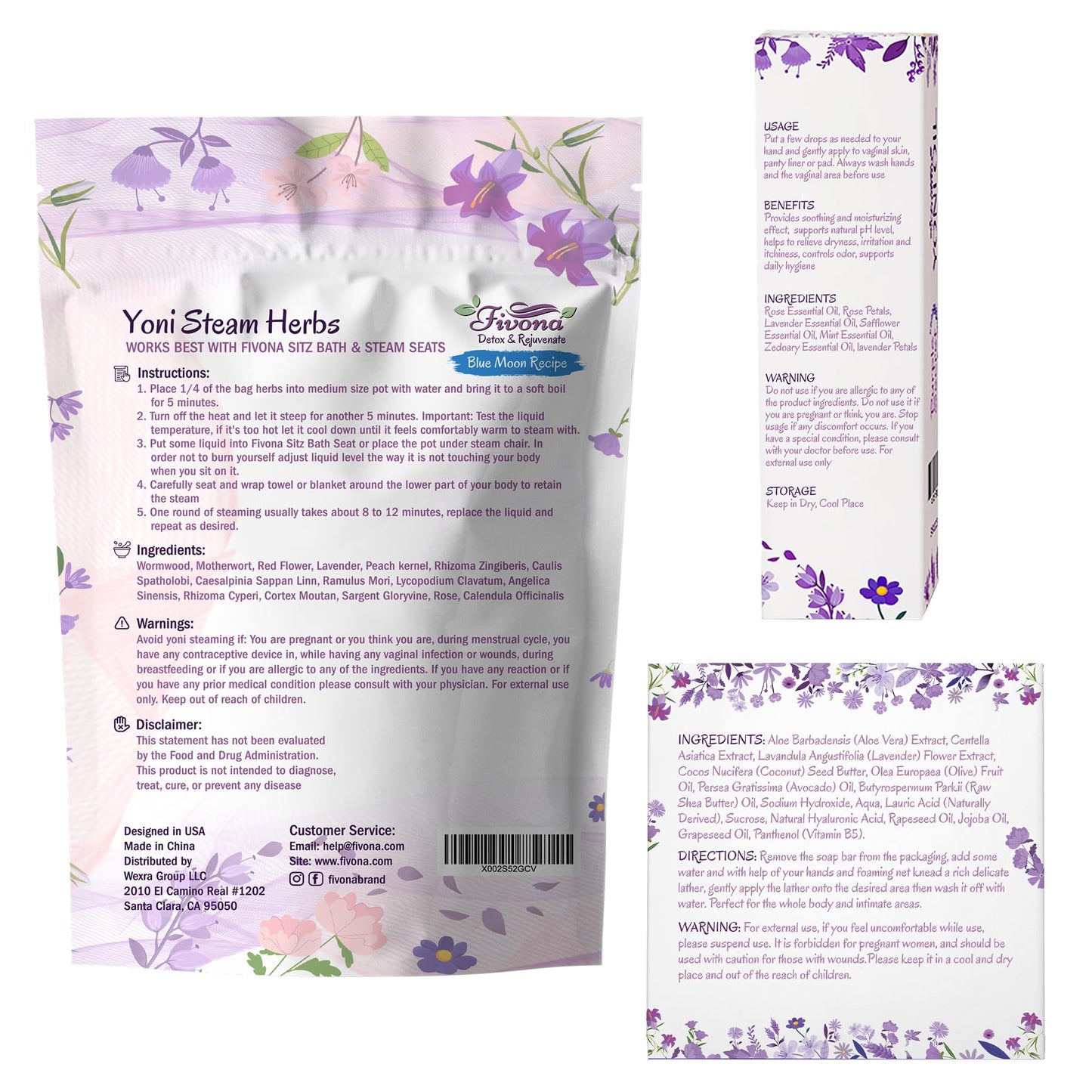 FIVONA Yoni Care Kit 3 in 1 - pH Balanced Natural Vaginal Oil 30 ml, Organic Herbal Soap 5.3 oz FIVONABuy Supplements Australia
